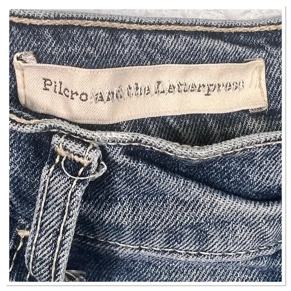 Anthropologie Pilcro Slim Boyfriend Raw Hem Sequin Embroidery Star Jean Sz 27 - Picture 10 of 10